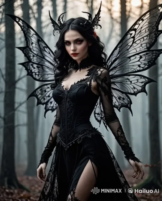 Mysterious Dark Fairy Enchants in Enigmatic Forest – AI Generated Video | Hailuo AI