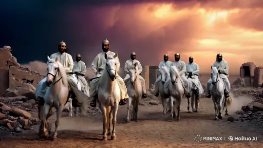 Valiant Warriors in Dusk's Desolate Beauty – AI Generated Video | Hailuo AI