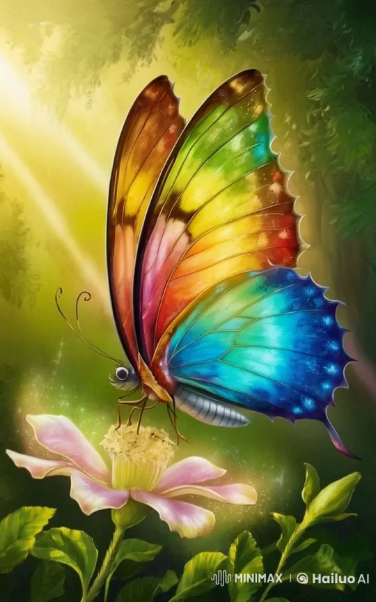 Enchanted Butterfly Leads Mei-Lin to a Crystal Cave – AI Generated Video | Hailuo AI