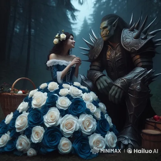 Orc Man and Woman Share Intimate Picnic in Enchanted Forest – AI Generated Video | Hailuo AI
