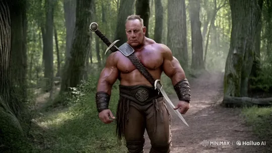 Mighty Barbarian Warrior in Ancient Forest Path – AI Generated Video | Hailuo AI