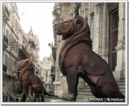 Animated Lions Alive on Urban Staircase – AI Generated Video | Hailuo AI