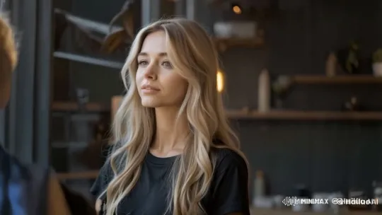 Woman in Black Shirt in Cozy, Lit Room - Live2D Animation – AI Generated Video | Hailuo AI