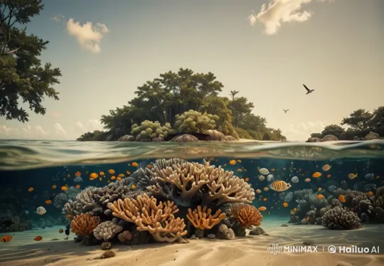 Island Serenity: Underwater Ecosystem Alive with Color – AI Generated Video | Hailuo AI