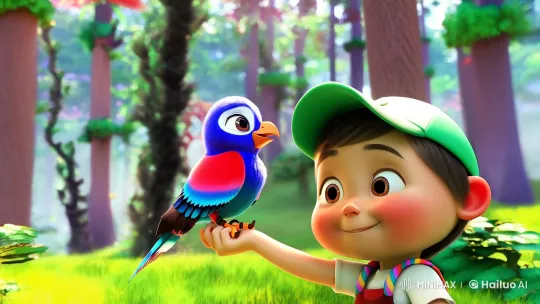 Child and Bird: A Serene Bond in Nature – AI Generated Video | Hailuo AI