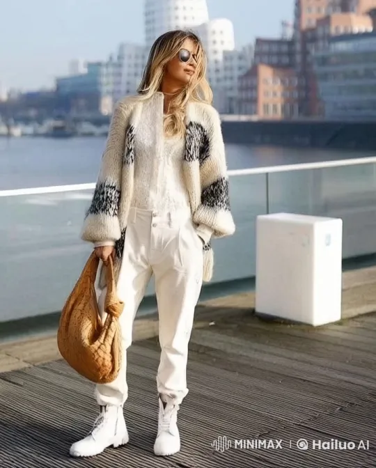 Stylish Woman on Waterfront Boardwalk – AI Generated Video | Hailuo AI