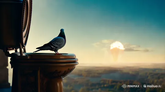 Pigeon Reigns Over Distant Apocalypse – AI Generated Video | Hailuo AI
