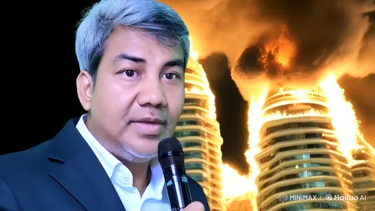 Professional Reporter at Malaysia's Burning Petronas Building – AI Generated Video | Hailuo AI