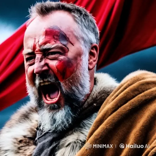 Rugged Warrior Prepares for Battle in Stormy Setting – AI Generated Video | Hailuo AI
