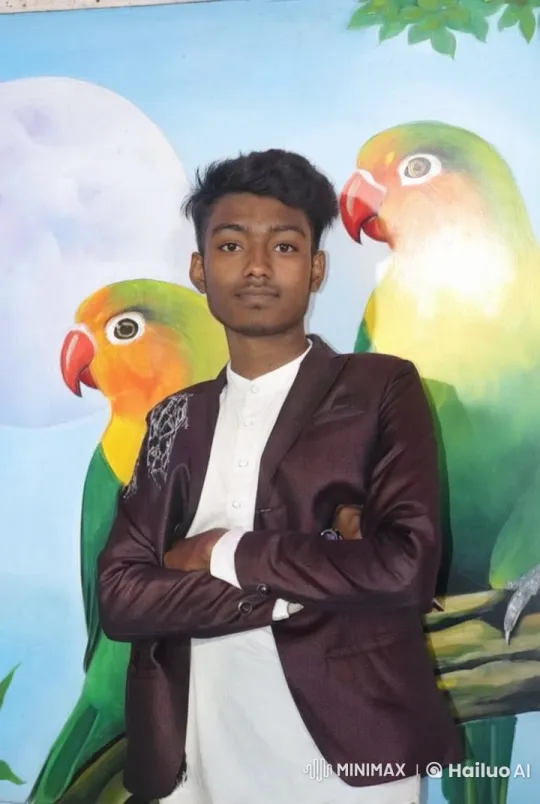 Confident Individual Poses by Vibrant Parrot Mural – AI Generated Video | Hailuo AI