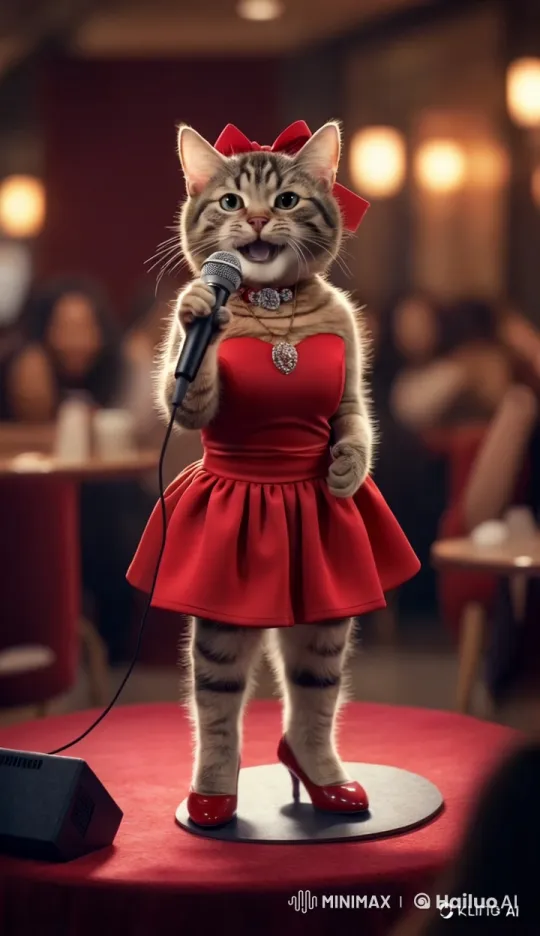 Feline Diva Performing at a Cozy Café – AI Generated Video | Hailuo AI