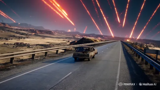 Survivors Flee Disaster in Dramatic Highway Chase – AI Generated Video | Hailuo AI