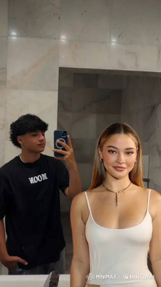 Couple Shares Intimate Moment in Bathroom Selfie – AI Generated Video | Hailuo AI
