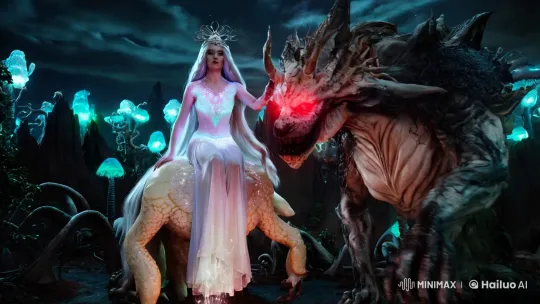 Goddess and Demon in Surreal VR Landscape – AI Generated Video | Hailuo AI