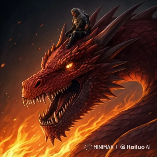 Warrior and Majestic Dragon in Fiery Flight – AI Generated Video | Hailuo AI