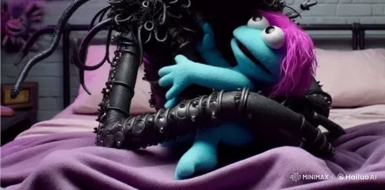Puppet and Creature Bond in Cozy Bedroom Scene – AI Generated Video | Hailuo AI