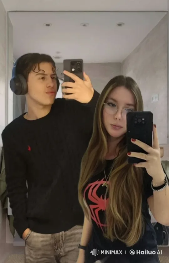 Couple Shares Tender Kiss in Mirror Selfie – AI Generated Video | Hailuo AI