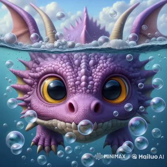 Charming Purple Dragon in Whimsical Underwater Scene – AI Generated Video | Hailuo AI