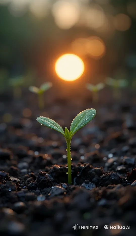 Emergence of a Plant in Morning's Glow – AI Generated Video | Hailuo AI