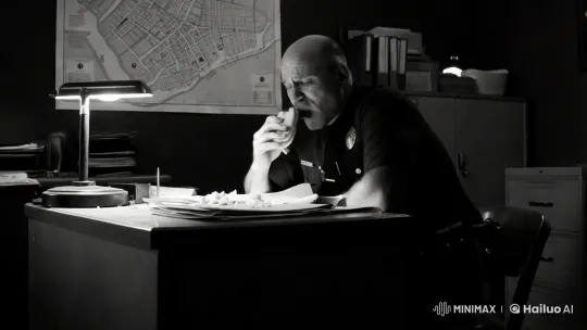 Noir-Inspired Night Station: A Lonely Sergeant's Soliloquy – AI Generated Video | Hailuo AI