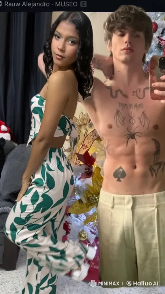 Couple's Intimate Christmas Embrace with Festive Decor – AI Generated Video | Hailuo AI