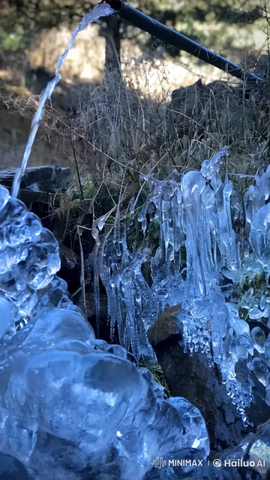 Water Freezing into Icicles in a Winter Landscape – AI Generated Video | Hailuo AI