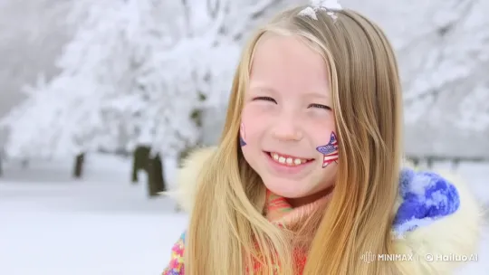 Young Girl Eily Enjoys Snowy Winter Day – AI Generated Video | Hailuo AI