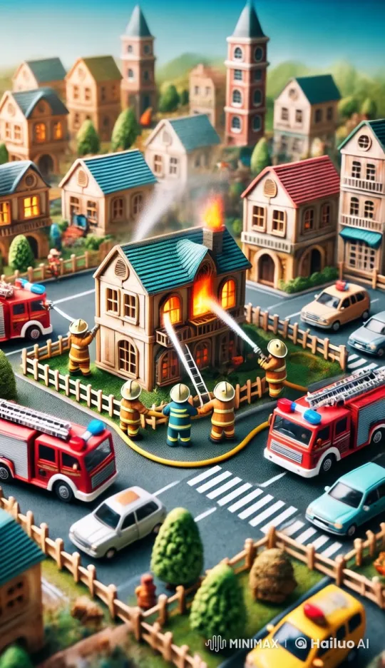 Dramatic Firefighting in City Center - Live2D Animation – AI Generated Video | Hailuo AI