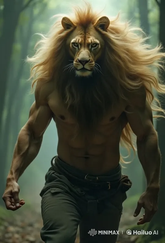 Lion-Headed Warrior Prepares in Mysterious Forest – AI Generated Video | Hailuo AI