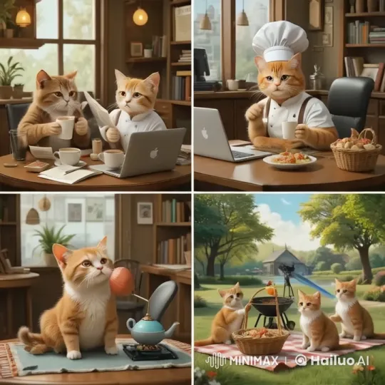 CEO Cat Balances Work and Play in Office – AI Generated Video | Hailuo AI