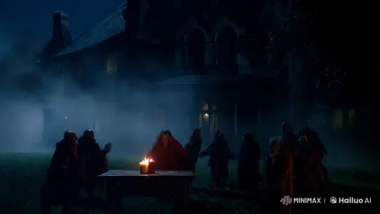 Gothic House and Demons Dance in Eerie Night Atmosphere – AI Generated Video | Hailuo AI