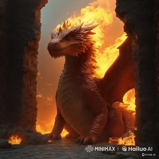 Red Dragon Emerges from Flames in Hyperrealistic Fantasy Cinematic – AI Generated Video | Hailuo AI