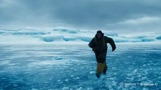 Explorer's Journey Amidst Arctic Monster Encounter – AI Generated Video | Hailuo AI