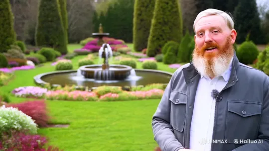 Man Reflects on Faith in Serene Garden Setting – AI Generated Video | Hailuo AI