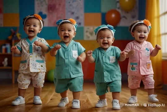 Babies in Doctor Costumes Dance Joyfully in Colorful Room – AI Generated Video | Hailuo AI