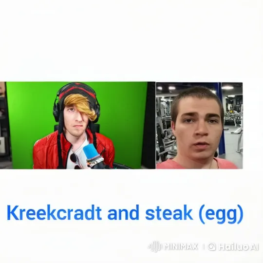 Stream Love: Kreekcraft and Partner's Split-Screen Kiss – AI Generated Video | Hailuo AI