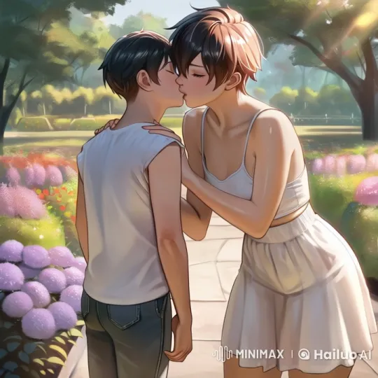 Affectionate Moment Between Tomboy and Bishounen in Park – AI Generated Video | Hailuo AI