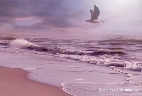 Tranquil Coastal Scene: Seaside Serenity at Dawn/Dusk – AI Generated Video | Hailuo AI