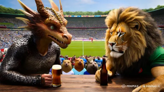 Hybrid Athletes in Vibrant Stadium Setting – AI Generated Video | Hailuo AI