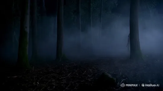 Mysterious Woman in Nocturnal Forest Atmosphere – AI Generated Video | Hailuo AI