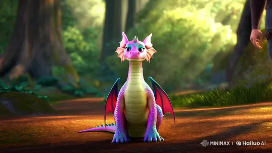 Petite Dragon Meets Gentle Human in Enchanted Forest – AI Generated Video | Hailuo AI