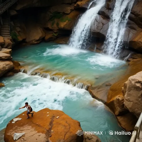 Tranquil Waterfall and Youthful Adventure – AI Generated Video | Hailuo AI