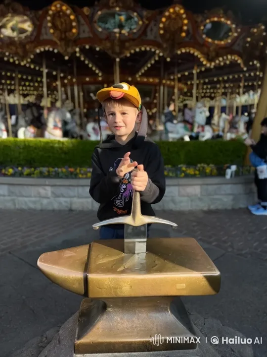 Child Pulls Sword from Shining Anvil in Magical Scene – AI Generated Video | Hailuo AI