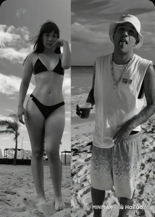 Couple Shares Affectionate Moment on Beach – AI Generated Video | Hailuo AI