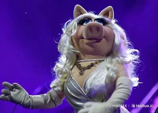 Miss Piggy Enchants in Sparkling Silver Gown – AI Generated Video | Hailuo AI