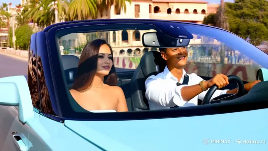 Romantic Couple in Rolls-Royce Enjoy Santa Marta's Beauty – AI Generated Video | Hailuo AI