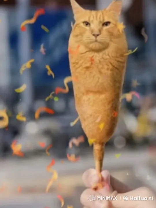 Dancing Corndog-Cat Hybrid in Festive Setting – AI Generated Video | Hailuo AI