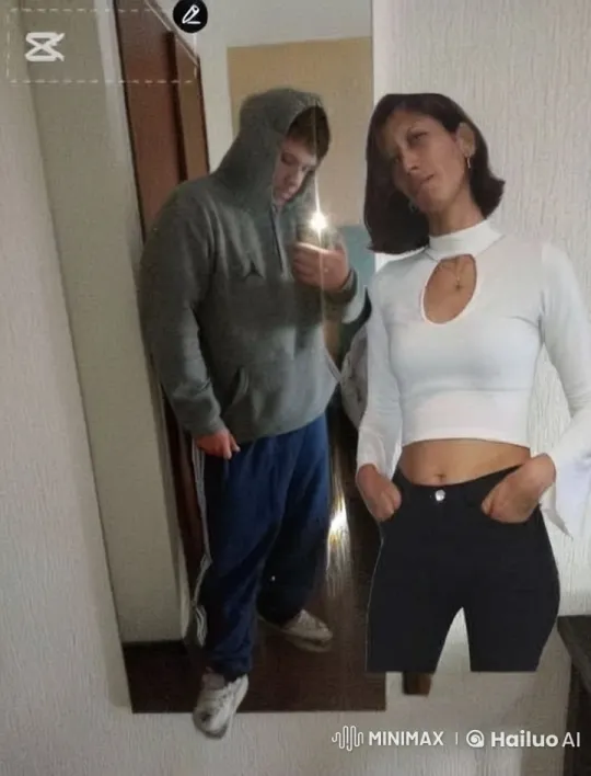 Couple Sharing Intimate Moment in Mirror Reflection – AI Generated Video | Hailuo AI