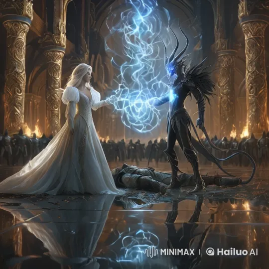 Opposing Forces in a Grand Hall: A Dramatic Standoff – AI Generated Video | Hailuo AI