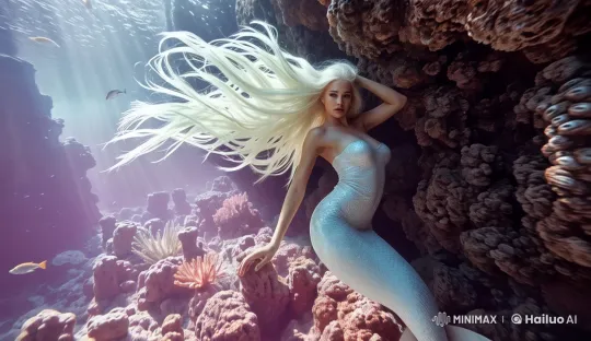 Mermaid Enchants Underwater Realm in Live2D Animation – AI Generated Video | Hailuo AI